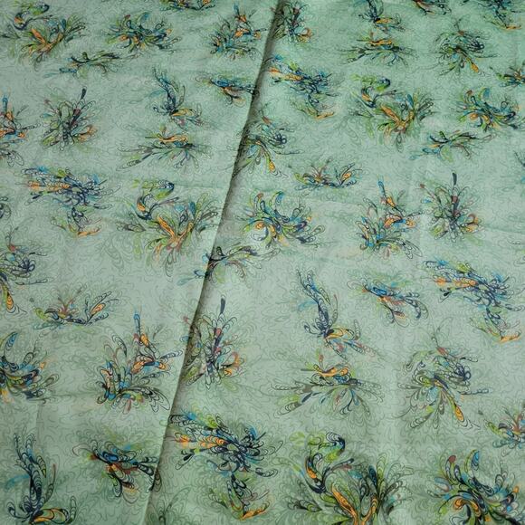 Vintage Green Abstract Fabric, 44x154 - Picture 3 of 6